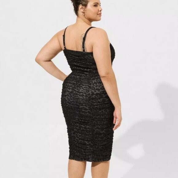 Torrid - Leopard Midi Mesh Shirred Bodycon Dress - NWOT - Picture 4 of 6